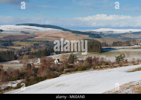 Scottish Borders en février la neige légère - Selkirk. Le parcours de golf. Banque D'Images