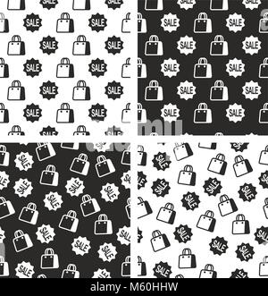 Vente Sign & Panier ou sac de papier Seamless Pattern Set Illustration de Vecteur