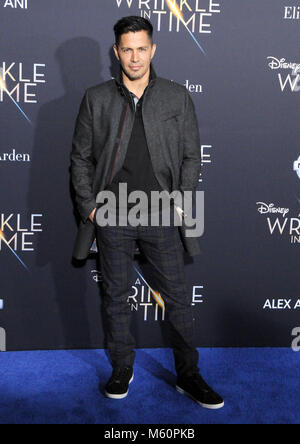 Los Angeles, USA. Feb 26, 2018. L'acteur Jay Hernandez assiste à la première mondiale du Disney's' 'une ride dans le temps" au El Capitan Theatre Le 26 février 2018 à Los Angeles, Californie. Photo de Barry King/Alamy Live News Banque D'Images