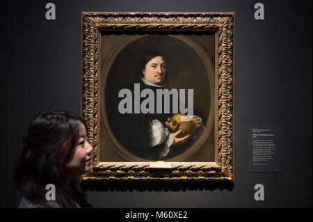 National Gallery, Londres, Royaume-Uni. 27 février 2018. Murillo : l'auto-portraits. Une exposition marquant le 400e anniversaire de la naissance de Bartolomé Esteban Murillo, réunissant les deux seuls de l'artiste auto-portraits connus pour la première fois depuis plus de 300 ans. Photo : Portrait de Nicolás Omazur, 1672. Museo Nacional del Prado, Madrid. Credit : Malcolm Park/Alamy Live News. Banque D'Images