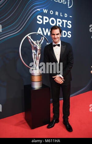 Monte Carlo, Monaco. Feb 27, 2018. Roger Federer (tennis). GES/ Allgemein/ Laureus World Sports Awards 2018 : Preisverleihung, 27.02.2018 Allgemein : Laureus World Sport Awards 2018 : Cérémonie de remise des prix, Monaco, Février 27, 2018 dans le monde d'utilisation |Crédit : afp/Alamy Live News Banque D'Images