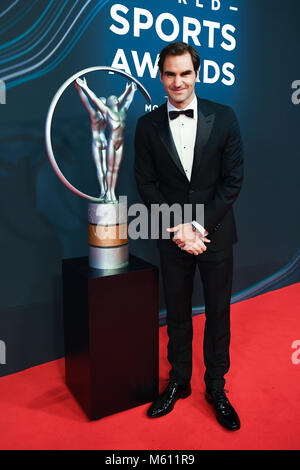 Monte Carlo, Monaco. Feb 27, 2018. Roger Federer (tennis). GES/ Allgemein/ Laureus World Sports Awards 2018 : Preisverleihung, 27.02.2018 Allgemein : Laureus World Sport Awards 2018 : Cérémonie de remise des prix, Monaco, Février 27, 2018 dans le monde d'utilisation |Crédit : afp/Alamy Live News Banque D'Images