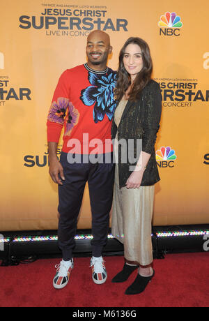 New York, NY, USA. Feb 27, 2018. Brandon Victor Dixon et Sara Bareilles assiste à NBC's 'Jesus Christ Superstar' Appuyez sur la Princesse à l'église St Paul l'Apôtre le 27 février 2018 à New York. Crédit : John Palmer/media/Alamy Punch Live News Banque D'Images