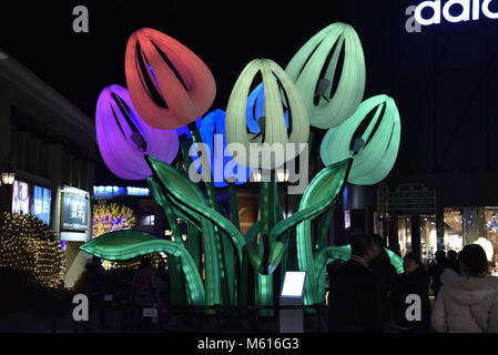 Beijing, Beijing, Chine. 28 Février, 2018. Beijing, Chine 17 Février 2018 : Divers montrent l'éclairage peut être vu à la lumière tenue à Solana Vie Shopping Park à Pékin. Crédit : SIPA Asie/ZUMA/Alamy Fil Live News Banque D'Images