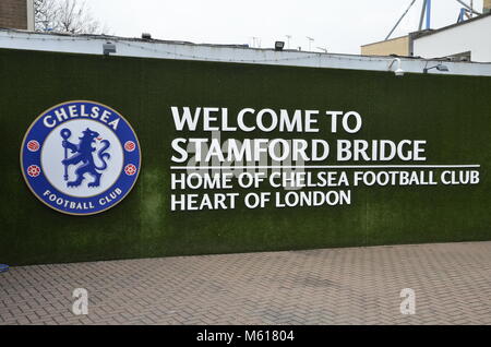 Bienvenue à un stade de Stamford Bridge dans l'ouest de Londres, accueil de Chelsea Football Club de la Premier League anglaise Banque D'Images