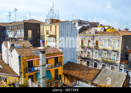 Belle vue sur les toits de Catane en Sicile Banque D'Images