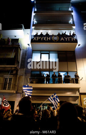 Grèce : Golden Dawn - 02/02/2013 - Grèce / Athènes - extrême droite Parti nationaliste extrême Golden Dawn a organisé un événement pour commémorer la mort de trois soldats grecs au cours de la crise de l'Imia retour en 1996. Athènes, le 2 février 2013 - Stefania Mizara / Le Pictorium Banque D'Images