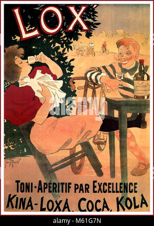 1890 Vintage verre français -Toni-Aperitif «Affiche Lox par excellence Poster par Georges Meunier, 1895 affiches rétro de 1895 illustrée par Henri Georges Meunier annonce une marque française boisson alcoolisée qui était intitulée "LOX, Kina-Loxa Toni-Aperitif Par Excellence. Kola Coca.' Banque D'Images