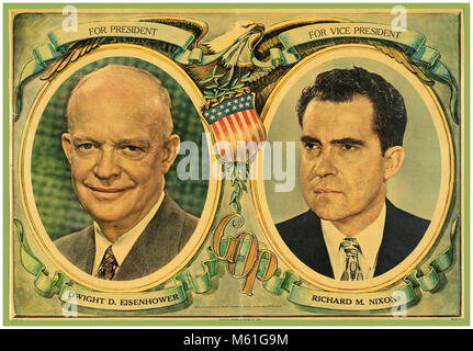 1950 EISENHOWER NIXON USA AMERICAN VINTAGE affiche de la campagne présidentielle 1952 EISENHOWER NIXON l'élection présidentielle américaine de 1952 a été la 42e élection présidentielle quadriennale, tenue le mardi 4 novembre 1952. Dwight D. Eisenhower républicain a remporté une victoire écrasante avec colistier Richard Nixon Banque D'Images