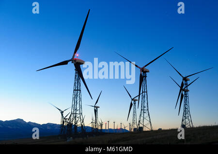 Générateur de l'usine de Cowley Ridge wind turbines, Cowley, Alberta, Canada Banque D'Images