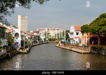 Melaka, Malaisie, le 11 décembre 2017 : la vieille ville de Malacca et de la rivière Malacca. UNESCO World Heritage Site en Malaisie Banque D'Images