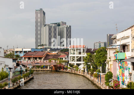 Melaka, Malaisie, le 11 décembre 2017 : la vieille ville de Malacca et de la rivière Malacca. UNESCO World Heritage Site en Malaisie Banque D'Images