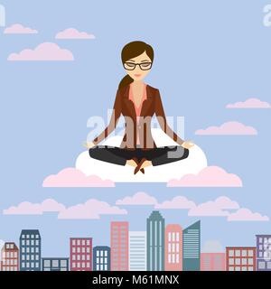 Femme d'affaires est de méditer et relaxant dans lotus pose, Illustration de Vecteur