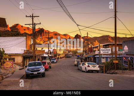 Coucher du soleil à Oatman sur la route 66 en Arizona Banque D'Images