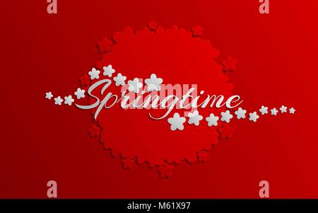 Au printemps. Décoration printemps bannière. Carte de vœux. Vector illustration. Illustration de Vecteur