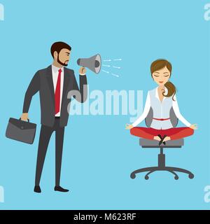 Chef de l'hurler sur le gestionnaire, Services d'affaires, concept stress vector illustration Illustration de Vecteur