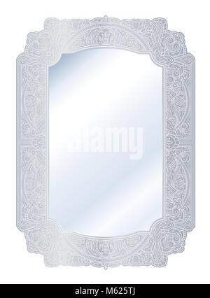 En miroir retro vintage ornate frame silver. Vector illustration. Banque D'Images