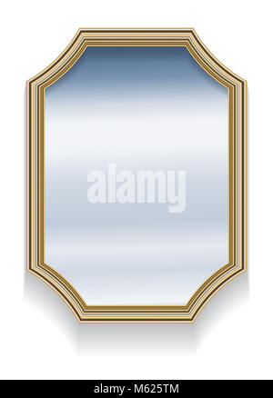 En miroir retro vintage en bois octogonale border frame. Vector illustration. Banque D'Images