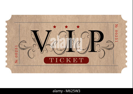 Ticket vip style rétro en noir et rouge des tonalités élégantes. Banque D'Images