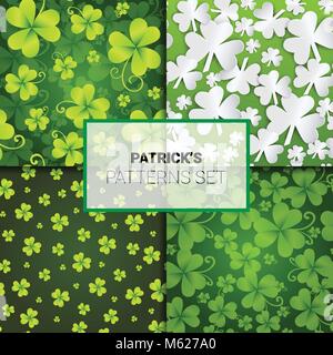 Beaux modèles Shamrock, milieux transparente pour Saint Patricks Day Trèfle Décoration ornement Illustration de Vecteur