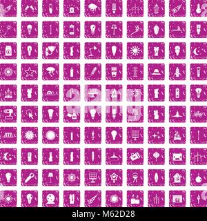 100 light source icons set rose grunge Illustration de Vecteur