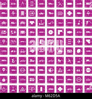 Emplacement 100 icons set rose grunge Illustration de Vecteur