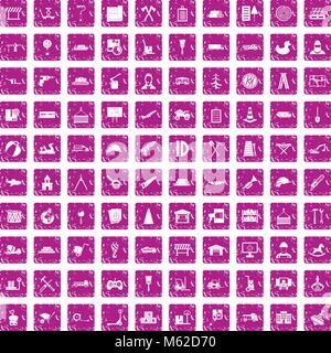 100 icons set camion rose grunge Illustration de Vecteur