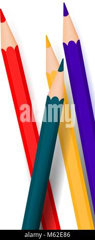 Vide créatif fond blanc avec des crayons de couleur Illustration de Vecteur