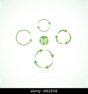 Jeu de flèches circulaires vert sur fond blanc Illustration de Vecteur