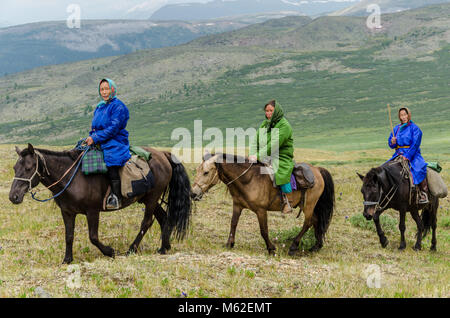 La vie Tsaatan, gardien de rennes, Tsaaganuur, Mongolie Banque D'Images