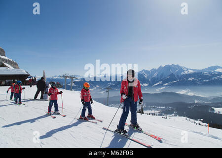 Ecole de ski en Foppa en Suisse Banque D'Images