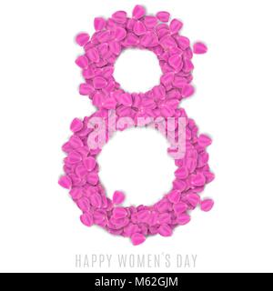 Carte de vœux pour le 8 mars sur fond blanc. La figure 8 de pétales de rose. luxueuse brochure pour professionnels Womens Day. Vector illustration. EPS 10 Illustration de Vecteur