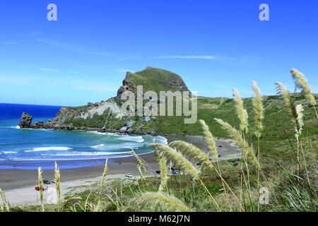 Château Point Lighthouse, Wairarapa, Nouvelle-Zélande Banque D'Images