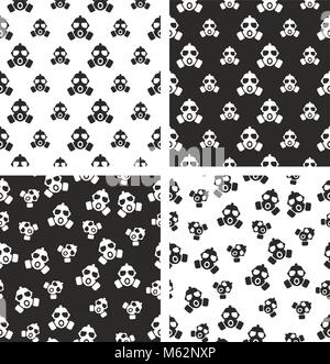 Seamless Pattern Set masque à gaz Illustration de Vecteur