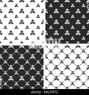 Seamless Pattern Set masque à gaz Illustration de Vecteur