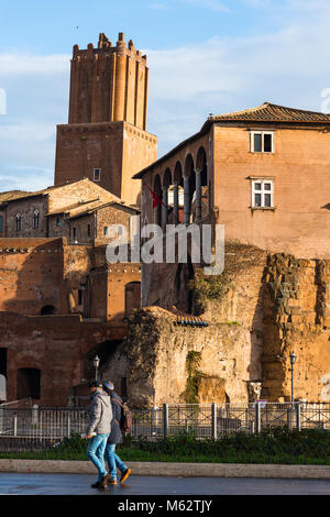 Situé dans la région de Marchés de Trajan, le Musée des Forums Impériaux (ou des forums) est à la fois un musée archéologique et un site romain antique. Rome. Banque D'Images