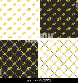 Brass Knuckles ou Knuckle Duster Seamless Pattern Set Illustration de Vecteur