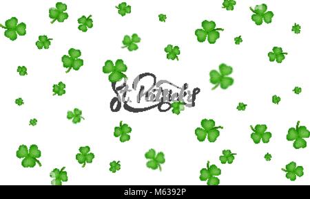 Le jour de la Saint Patrick. Feuilles de trèfle shamrock background et Saint Patrick's lettrage. St Patrick Day background Illustration de Vecteur