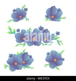 Les fleurs du printemps. Fleurs à la mode ensemble de différentes compositions design Illustration de Vecteur