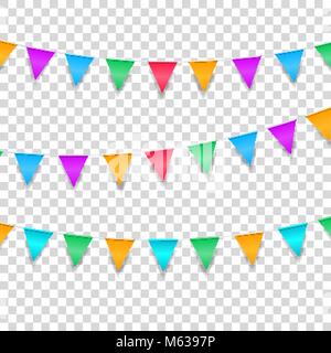 Bruant des guirlandes isolé sur transparent. Bruants colorés décorations pour les événements de vacances Illustration de Vecteur