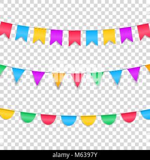 Bruant des guirlandes isolé sur transparent. Bruants colorés décorations pour les événements de vacances Illustration de Vecteur