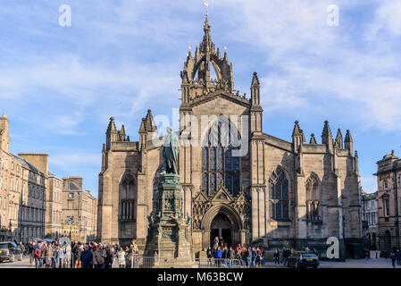 La Cathédrale Saint-Gilles Edinburgh Royal Mile. Grand, bâtiment gothique médiévale et lieu de culte Presbytérienne où John Knox prêchait. Banque D'Images