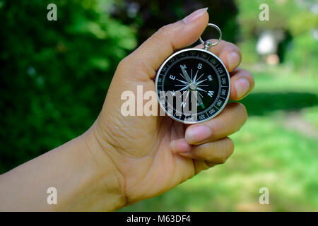Hand holding compass discount