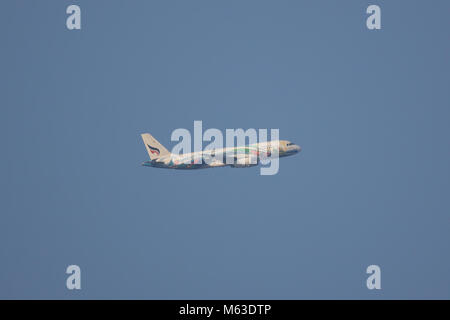 CHIANG MAI, THAÏLANDE - 22 février 2018 : HS-PGV Airbus A320-200 de Bangkok Airways. Décoller de l'aéroport de Chiangmai à Phuket. Banque D'Images