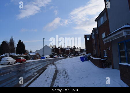 Sheffield, Royaume-Uni. 28 février 2018. Enfin le soleil brille sur le commun, Ecclesfield, Sheffield UK. La ville avait été touchée par la tempête nommée la "bête de l'Est'. Adam crédit Allcroft/Alamy Live News Banque D'Images