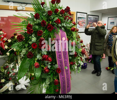 Gijon, Espagne. 28 Février, 2018. Les funérailles d'un ancien joueur de football Enrique Castro Quini en Gijon Espagne Mercredi, 28 février, 2018. Más Información Gtres Crédit : Comuniación sur ligne, S.L./Alamy Live News Banque D'Images