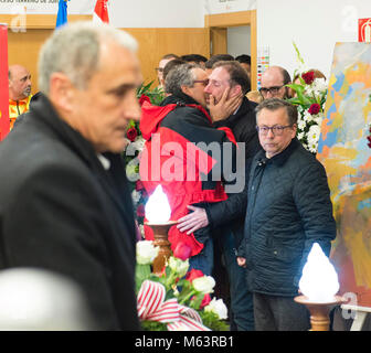 Gijon, Espagne. 28 Février, 2018. Les funérailles d'un ancien joueur de football Enrique Castro Quini en Gijon Espagne Mercredi, 28 février, 2018. Más Información Gtres Crédit : Comuniación sur ligne, S.L./Alamy Live News Banque D'Images