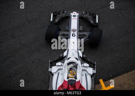 Montmelo, Espagne. 28 Février, 2018. Trois jours d'essais hivernaux de F1 à Barcelone sur le circuit de Catalunya. Marcus Ericsson de Suède la conduite (9) Alfa Romeo Sauber F1 Team C37 Ferrari Crédit : UKKO Images/Alamy Live News Banque D'Images
