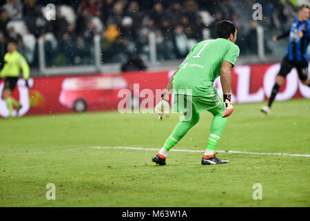 Turin, Italie. 28 Février, 2018. Gianluigi Buffon (Juventus),au cours de la Juventus contre l'Atalanta Coppa Italia, demi-finale, au Stade Allianz le 28 février 2018 à Turin, Italie. Crédit : Antonio Polia/Alamy Live News Banque D'Images