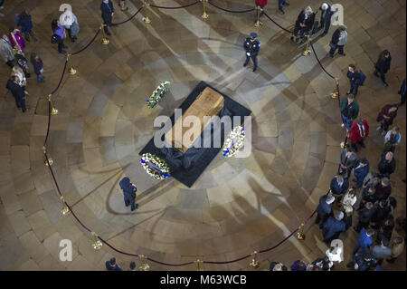 Washington, District de Columbia, Etats-Unis. 28 Février, 2018. Vue de l'altitude en l'honneur pour le révérend Billy Graham du haut de la coupole du Capitole à Washington, DC le Mercredi, Février 28, 2018.Credit : Ron Sachs/Piscine via CNP Crédit : Ron Sachs/CNP/ZUMA/Alamy Fil Live News Banque D'Images